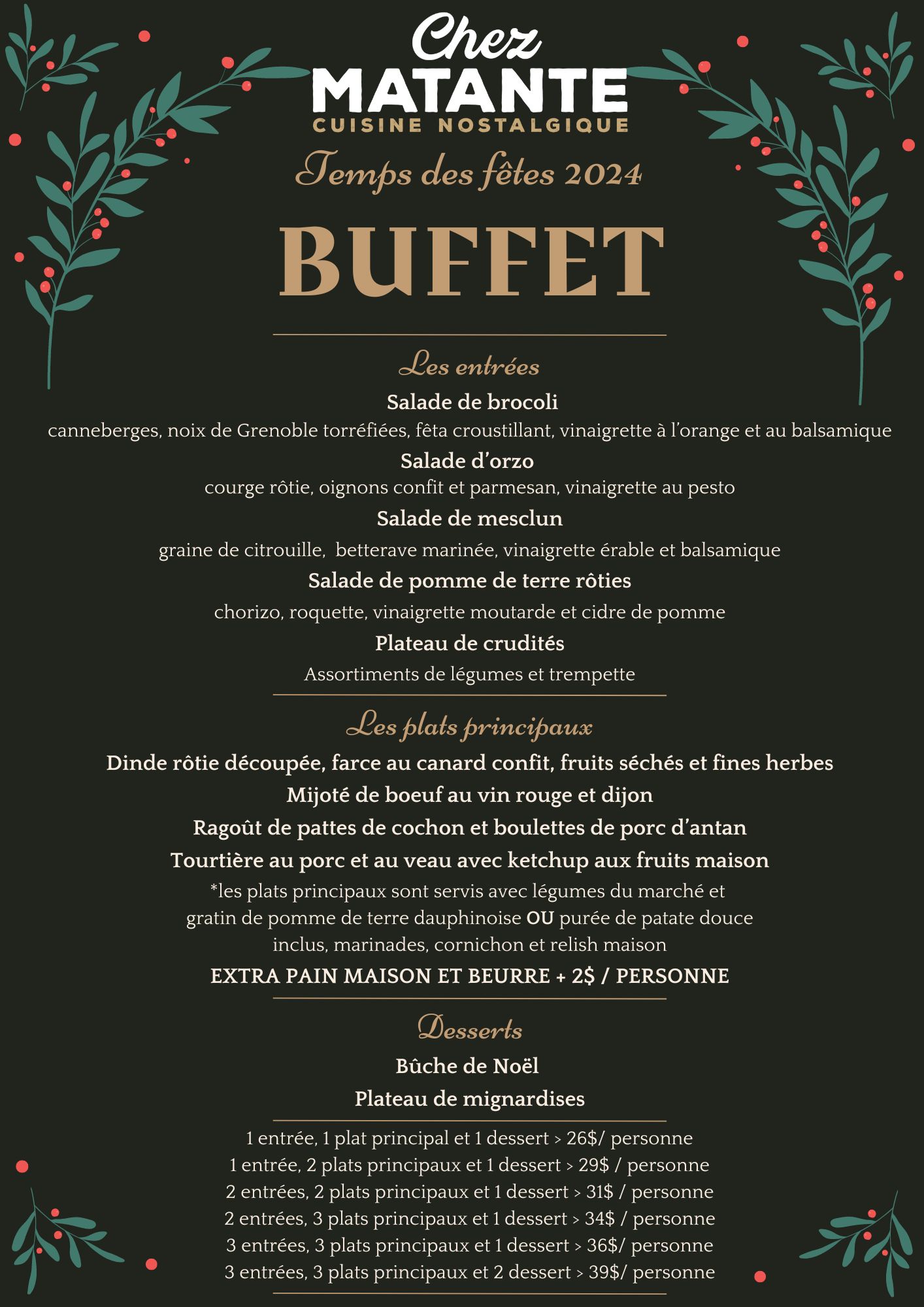 buffet du temps des fêtes 